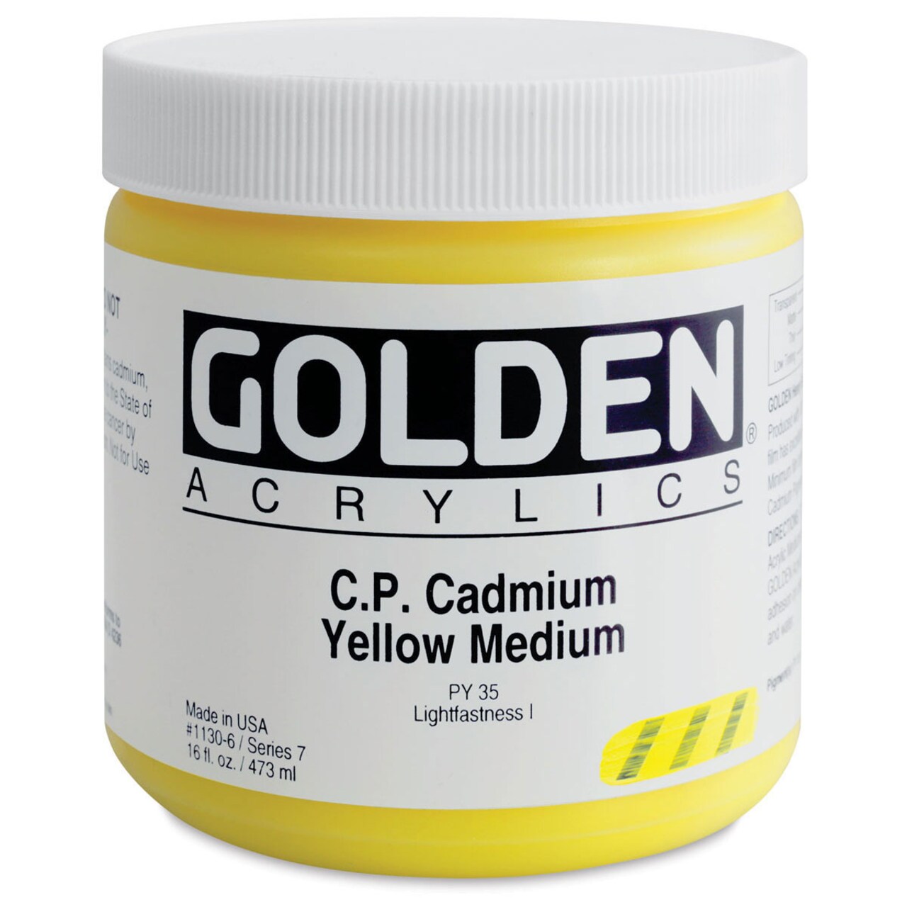 Golden Heavy Body Artist Acrylics - Cadmium Yellow Medium, 16 oz Jar